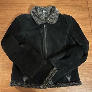 Women's Black Faux Fur Suede Jacket
